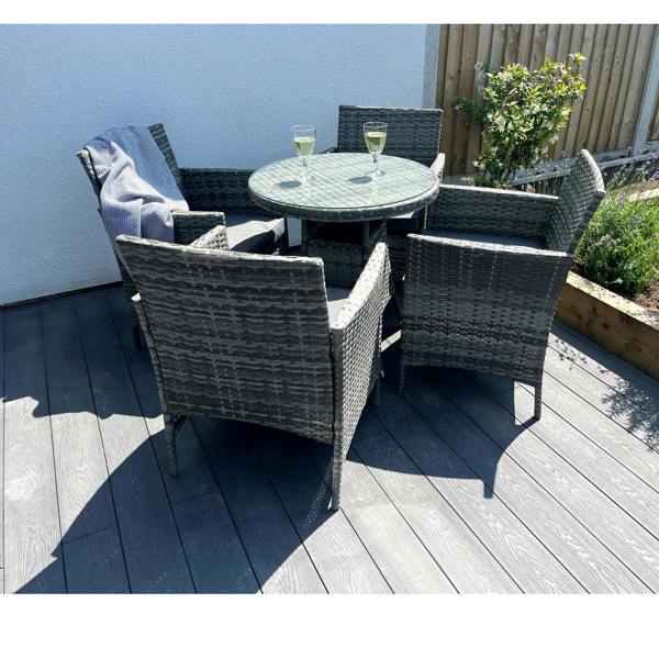 Amazon 5-Piece Rattan Wicker Relaxed Garden Dining Set - Madefor.Living