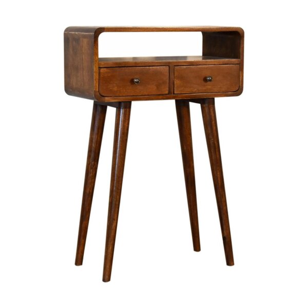Wyld Haus Venzone Mini Chestnut Console Table 2 Drawers and Open Shelf