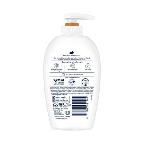 Dove Moisturising Hand Wash Pampering Care with Shea Butter & Vanilla 250ml,24Pk