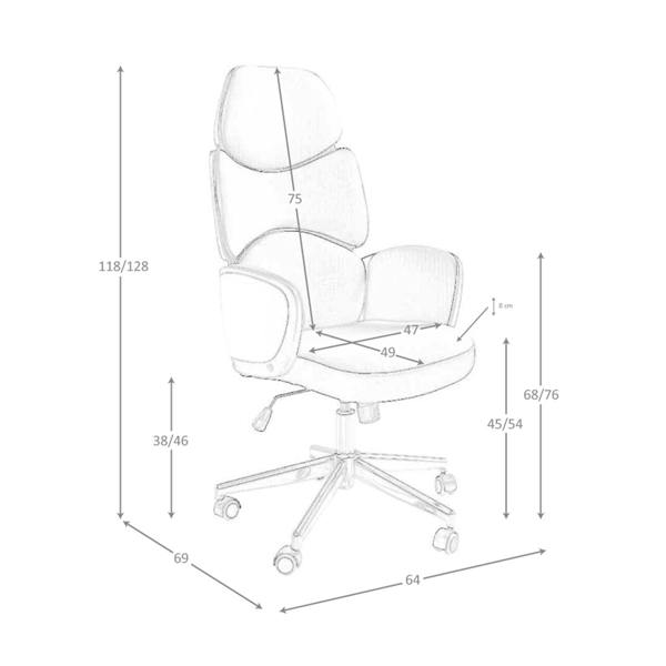 Angel Cerdá Office swivel chair light grey fabric and glossy white pvc 4142