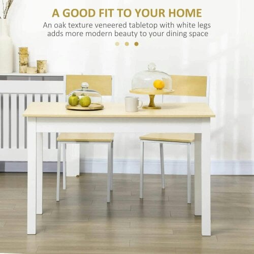 Bobobiy Dining Table for 4 to 6, Modern Kitchen Table - Wood Effect Tabletop, Thick Legs, 120L x 70W x 75Hcm, Dining Room, Kitchen, Living Room, Oak