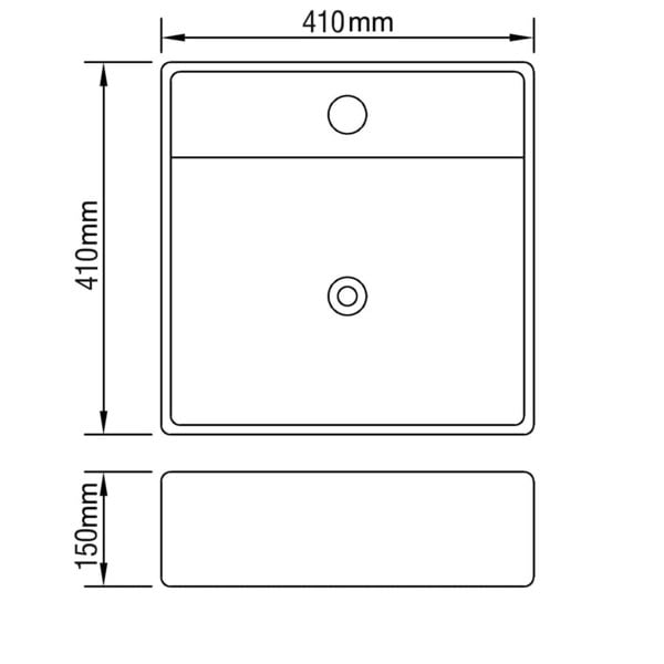 Berkfield Ceramic Basin Square with Overflow and Faucet Hole 41 x 41 cm