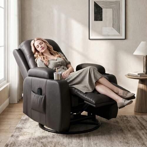 HOMCOM Massage Recliner Chair with 8 Vibration & Heat, Dark Brown