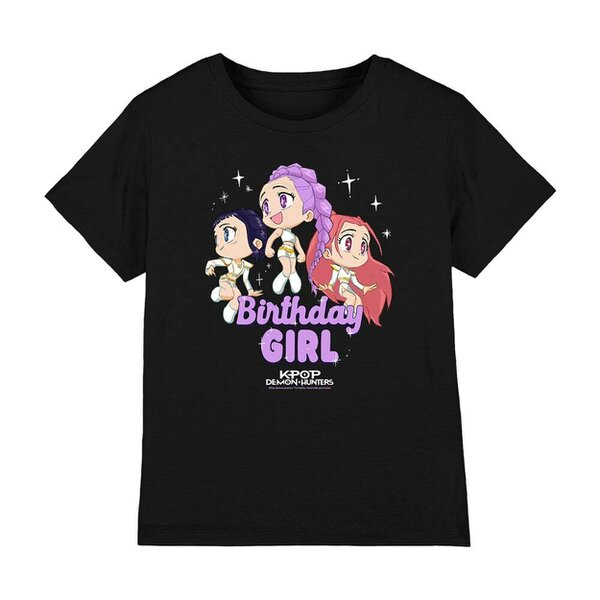 K-Pop Demon Hunters Childrens/Kids Birthday Girl Huntr/X Group T-Shirt - Black