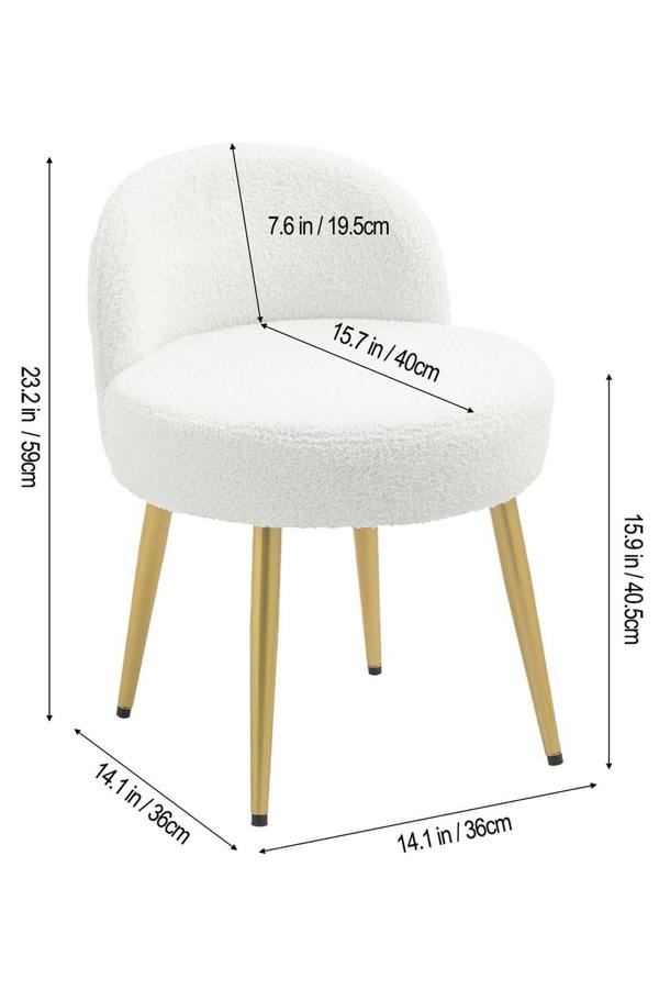 Living and Home Teddy Fleece Dressing Table Stool with Iron Legs