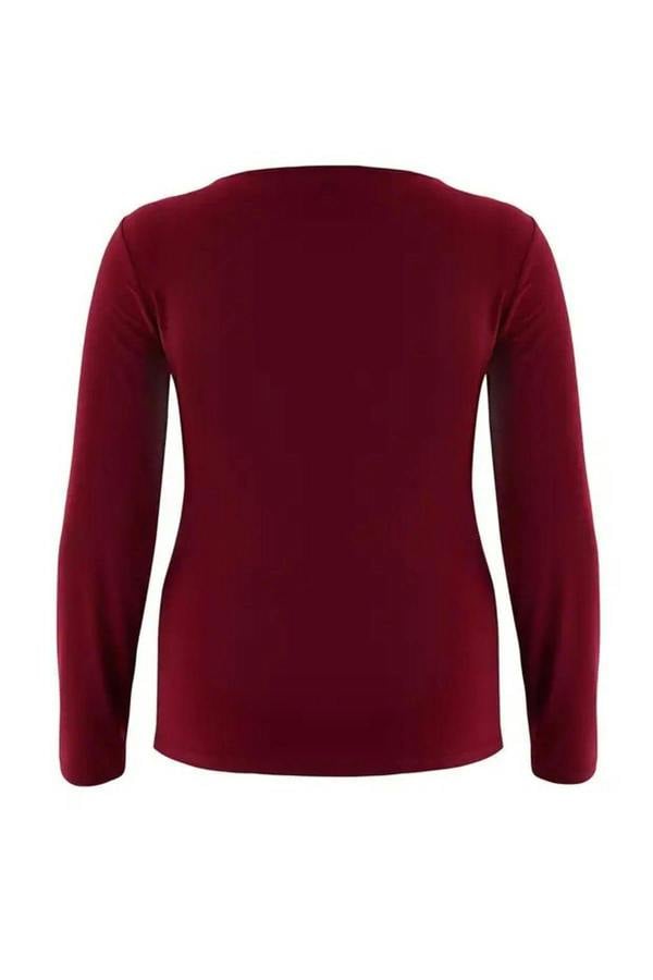 WOVCOR Body-Fitting Stretch Knit Blouse with Accessory and Cut Out Details