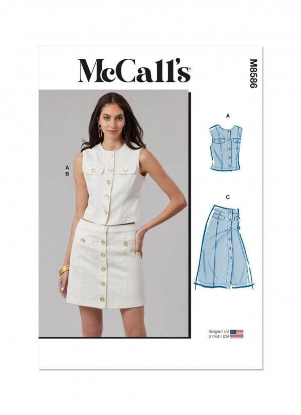 McCalls 8586 Paper Sewing Pattern – Women's Top & Skirt, Intermediate