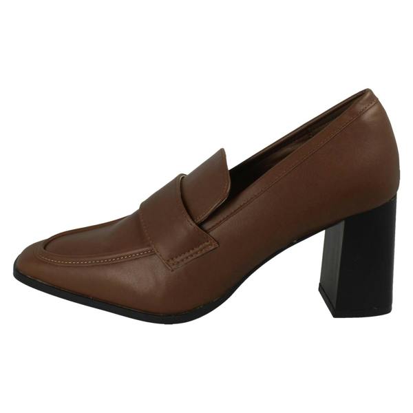 Spot On Ladies Spot On Wide Fit High Heeled Loafer Style Shoes F90132