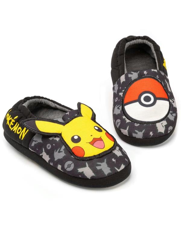Pokemon Boys Black Pikachu Slip On Loafer Slippers