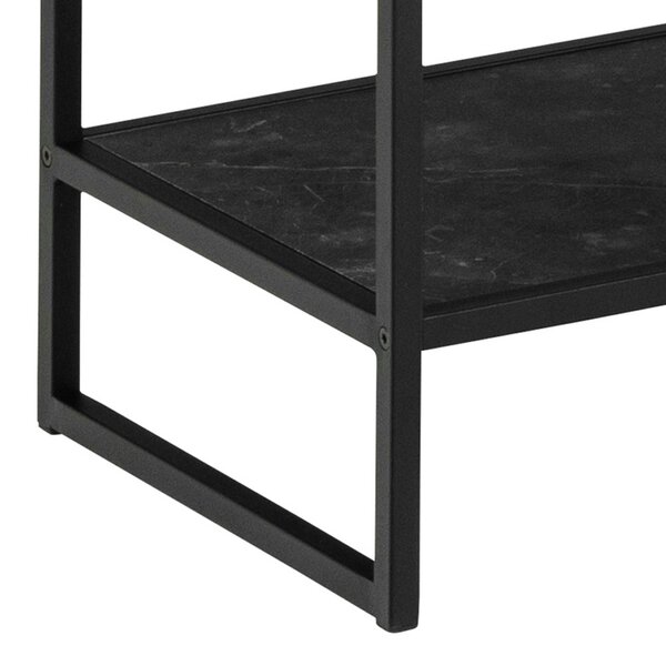 Wyld Haus Porto Tall Modern Organic Black Metal Shelving Unit Stone Effect Shelves