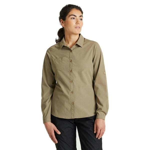 Craghoppers Womens/Ladies Expert Kiwi Long-Sleeved Shirt - Pebble - 