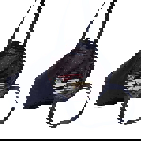 Assots London 'CORDER' Navy Pebble Grain Real Leather Oversized Tote Bag