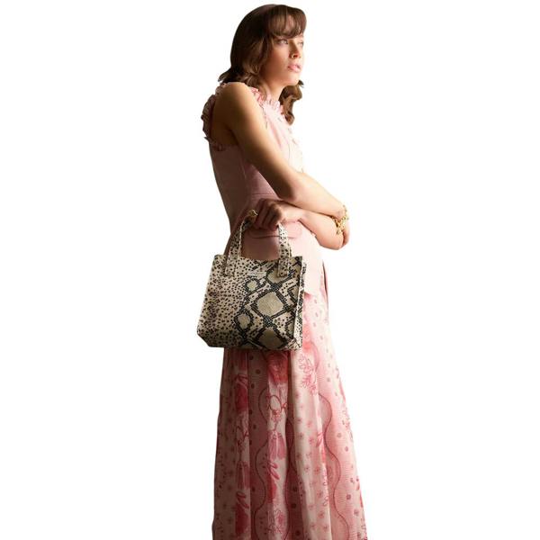 Cath Kidston Snake Print Cotton Jute Book Bag - Beige/Black - 