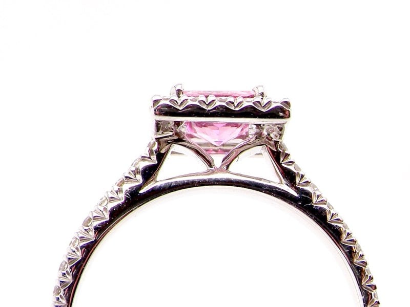 Vintage Tom A pink sapphire and diamond square cluster ring