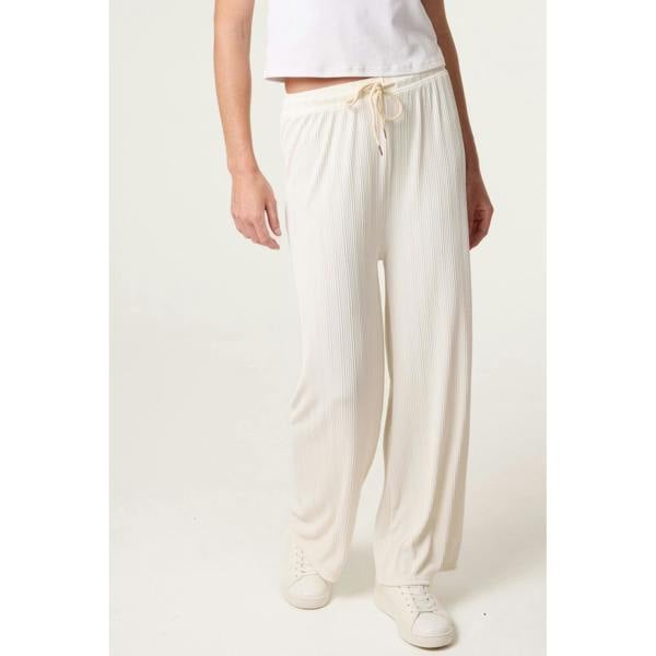 Blue Vanilla Ribbed Wide Leg Trousers