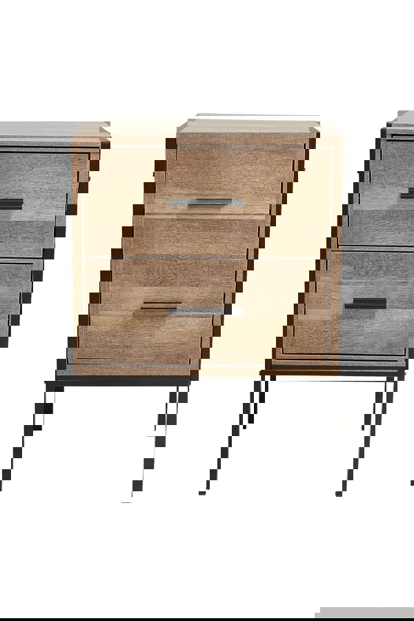 Living and Home Wooden Nightstand Sofa Side Table With 2 Drawers