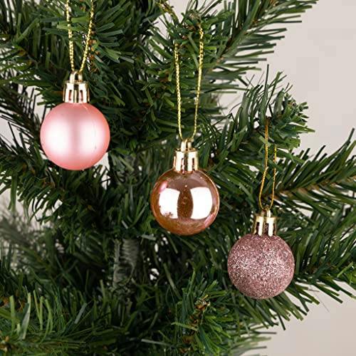 Pale Pink Shatterproof Christmas Baubles in 12 Pack and 24 Pack Options with Mixed Finishes image 4