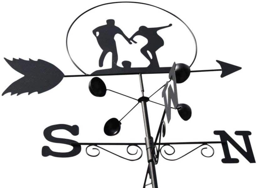 The Garden Marketplace Footballer Weathervane, All-Steel Black Painted Weather Vane With Wall Fixings and Ground Spike, Quick Self-Assembly
