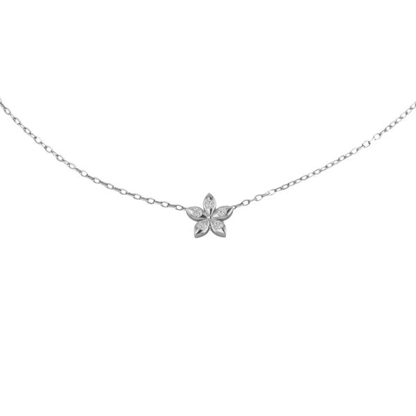 925 sterling silver flower pendant necklace by Bloomtine. High-quality botanical jewelry design with a polished finish, perfect for layering or gifting.