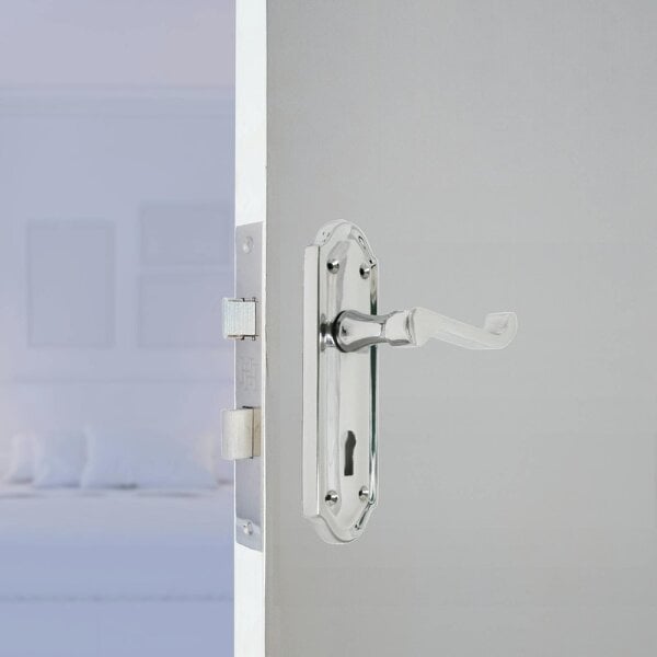 EDH Door Hardware Polished Chrome Lock Door Handles Ashford Ashworth Victorian Scroll Door 170mmx1