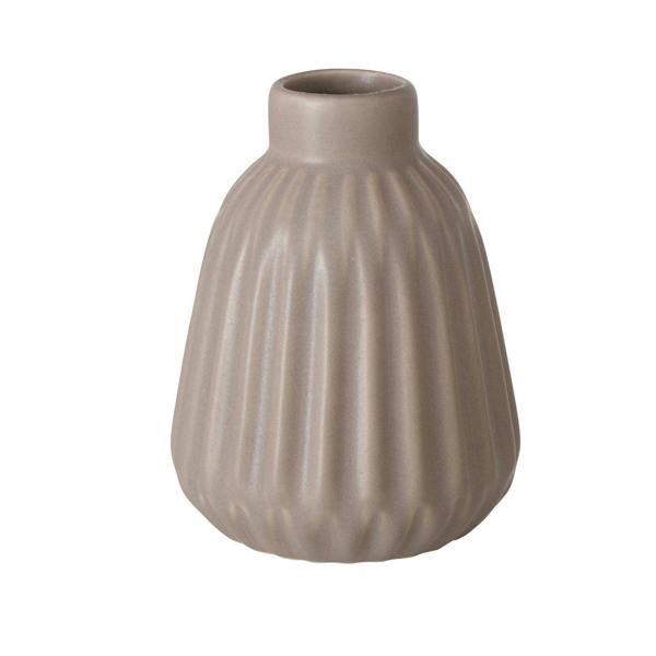Boltze Set 3 Grey Porcelain Bud Vases Pleated Design