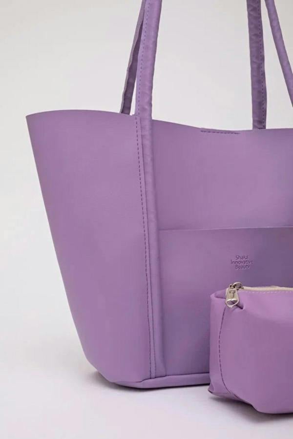 Hoxton Gal Large Faux Leather Tote & Shoulder Bag with Front Pocket, Snap Closure, and Matching Makeup Pouch