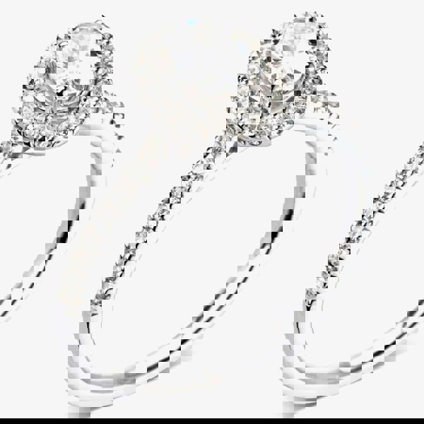 1888 Collection Platinum Oval Cut 0.70ct Diamond Halo Cluster Ring RC2028