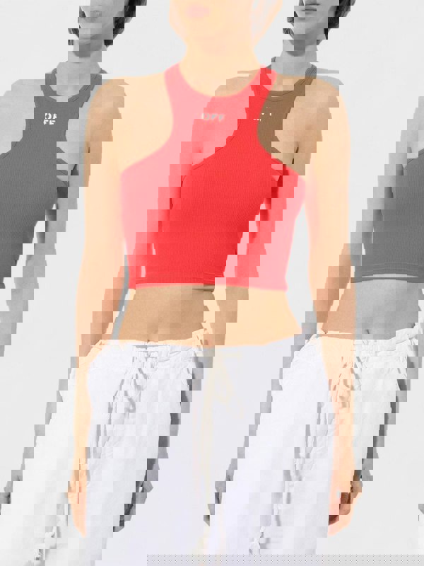 Off Stamp Ribbed Rowing Top Red - Supplied FashionOff - White