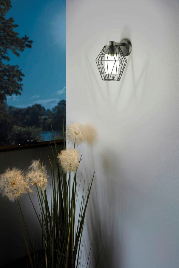 EGLO Canove 1-Light Caged Black Exterior Wall Lamp