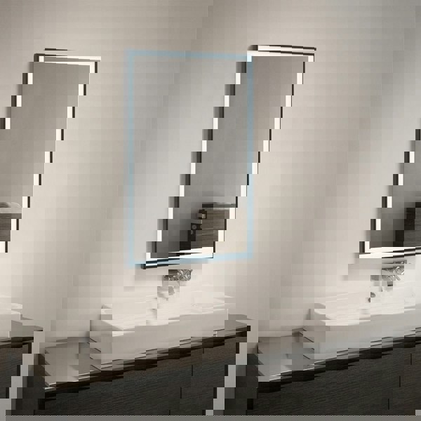 Rectangular 50x70cm Anti-fog Bathroom Vanity Mirror with Touch Lighting Bathroom Mirrors Living and Home