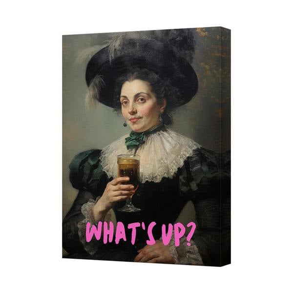 Benjamin Tate Design Vintage Portrait Canvas Wall Art Whats Up Humorous Beer Glass