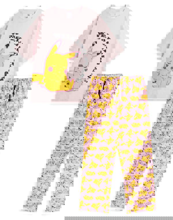 Pokemon Womens Pink Pikachu Short Sleeve Long Leg Pyjama Set