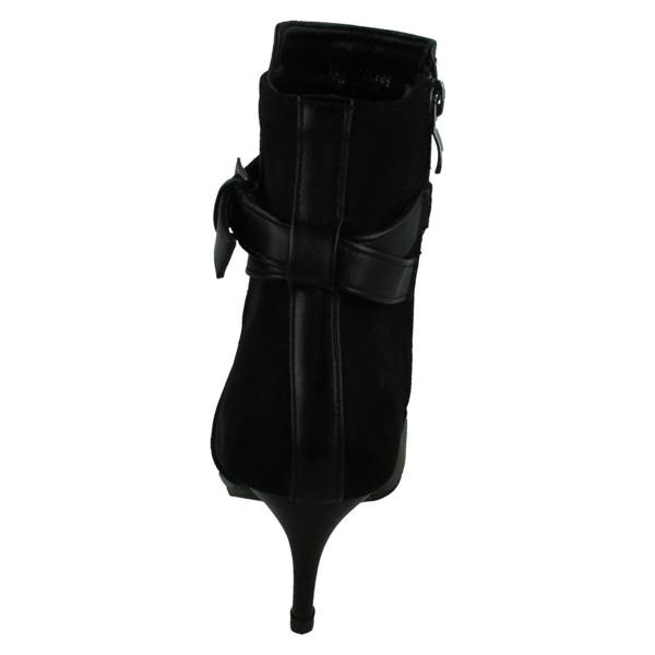 Spot On Ladies Spot On Mid Heel Ankle Boots with Buckle Strap and Back Panel