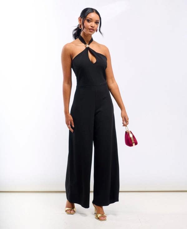 Needs No Label Black Hardware Halterneck Jumpsuit