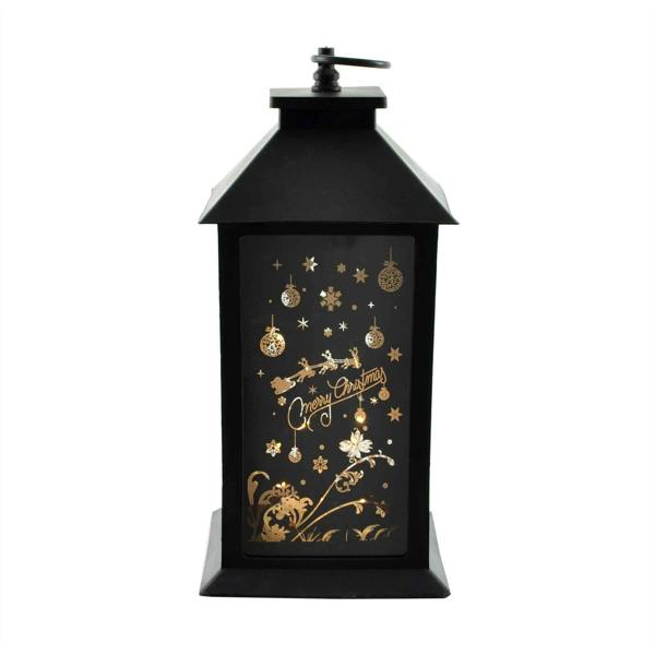 14cm Black Plastic Christmas Lantern with Warm White LED Light image 6
