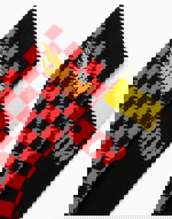 Hot Wheels Boys Multicoloured Checkerboard and Flames Calf Socks Set of 5