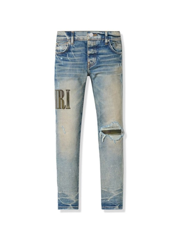 Amiri Kids camo applique denim jeans - clay indigo
