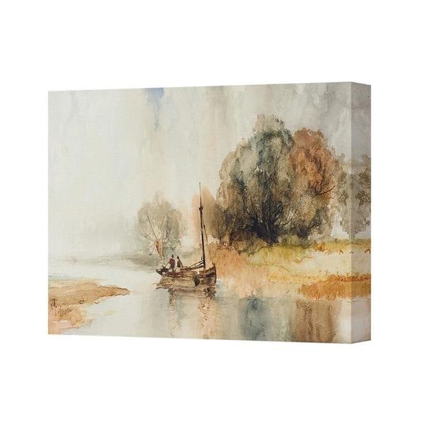Benjamin Tate Design Contemporary Landscape Canvas Wall Art Print With Deep Wooden Frame