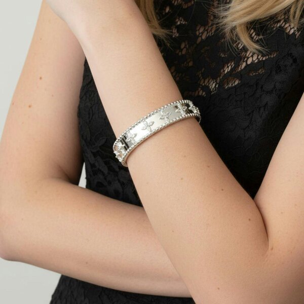Uchi & Soto Kinmokusei Silver Bead Floral Bangle