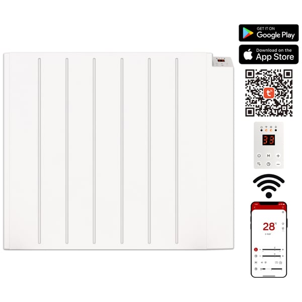 MYLEK Electric Radiator Panel Heater WIFI Smart APP Eco 1500W Bathroom Safe Wall Mounted Timer Thermostat