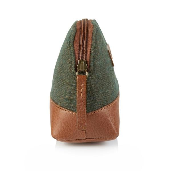Green Tweed and Leather Washbag - London Brogues