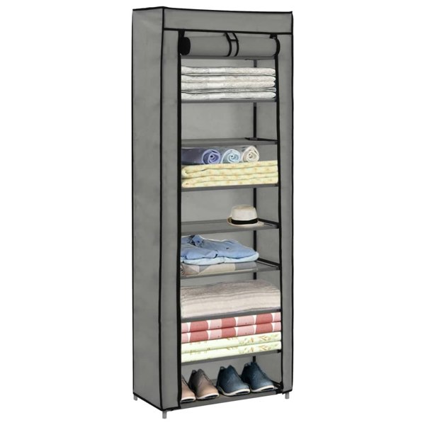 Berkfield Shoe Cabinet with Cover Grey 57x29x162 cm Fabric