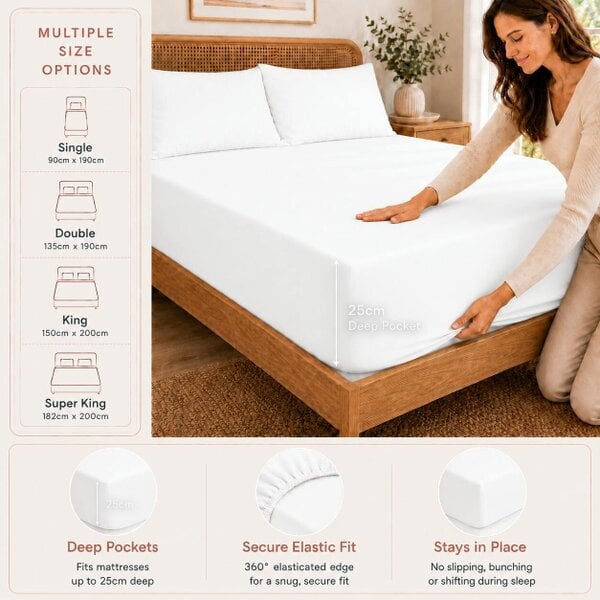 Smart Living 3 Pack Brushed Cotton Fitted Sheets – White