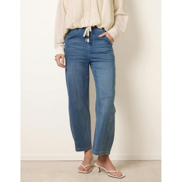 Blue Vanilla Drawstring Seam Detail Wide Leg Jeans