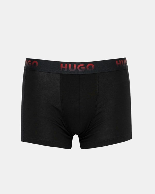HUGO Mens 3 Pack Ombre Trunks - Open Miscellaneous 963 black waistband