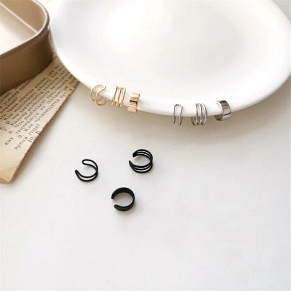 The Colourful Aura Gold Plated 3 Piece Adjustable Non Piercing Everyday Helix Ear Cuff Band