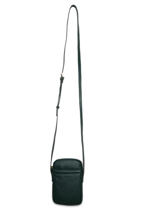 SADDLER "Margot" Real Leather Crossbody Zip Top RFID Phone Pouch - Gift Boxed - Green