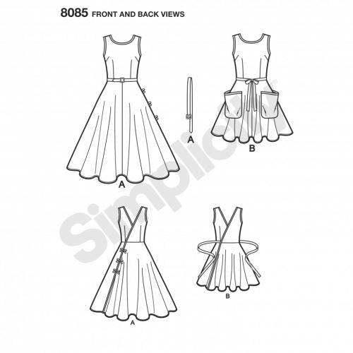Simplicity Sewing Pattern 8085, Dresses, Vintage Style for Women, H5 (6-8-10-12-14) - Intermediate