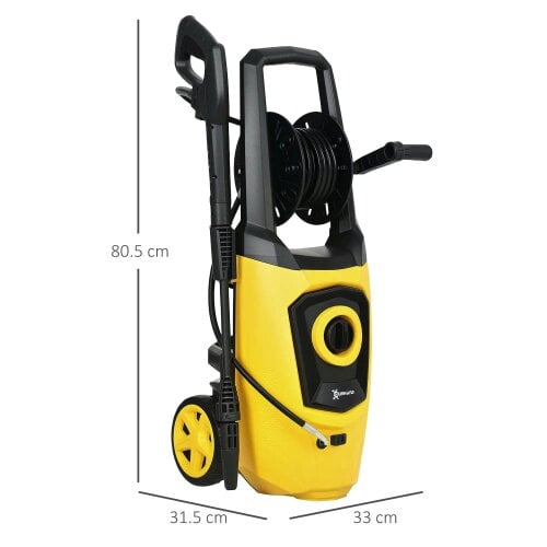 Bobobiy 1800W High Pressure Washer, 150 Bar Pressure, High-Performance Portable Power Washer Jet Wash Cleaner with 6M Hose and Hose Reel, 510 L
