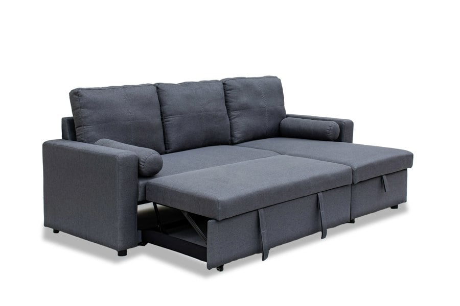 Indoor Living Manhattan Grey 3 Seat Corner Sofa Bed Set - Left or Right